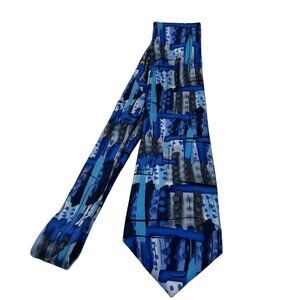 J. Garcia Collection Fifty-Seven Abstract Blue Silk Tie